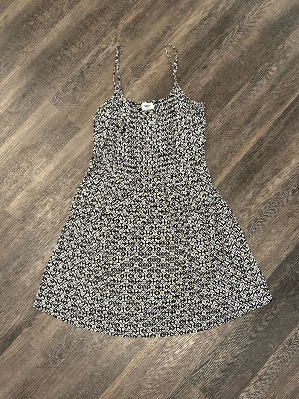 Old Navy Black and White Floral Spaghetti-Strap Mini Dress